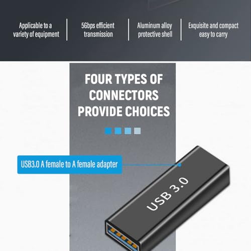 Verilux® USB 3.0 Adapter Kit 3Kinds 5Gbps Data Transfer Female to Male Male to Female Metals Connector for Laptops Hubs Games Console Black 3 PCS Verilux® USB 3.0 Adapter Kit 3Kinds 5Gbps Data Transfer Female to Male Male to Female Metals Connector for Laptops Hubs Games Console Black 3 PCS